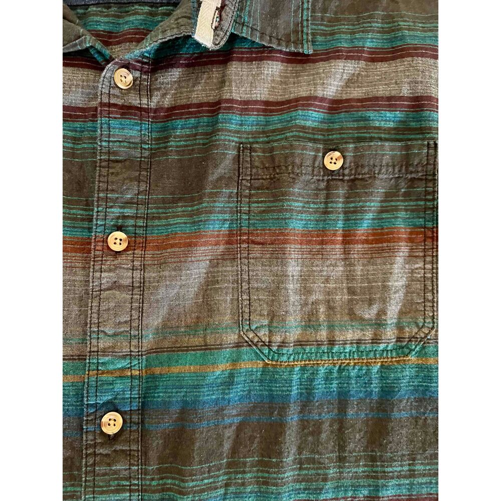 Carbon Mens Multicolor Button Up Short Sleeve Classic Fit Cotton XXL Color Block - Picture 4 of 10